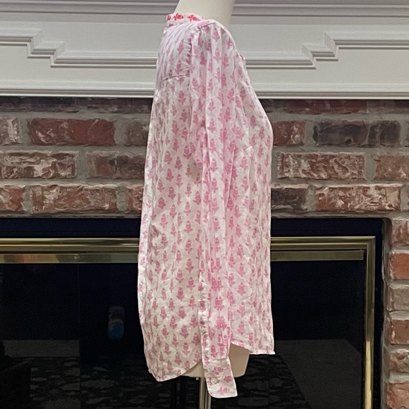 J. Crew leaf print, button up, pink and red blouse / S / Excellent condition - Picture 5 of 14